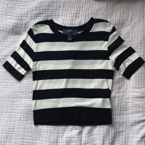 Black and white striped crop top